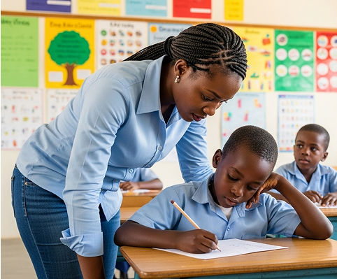 female teacher with student