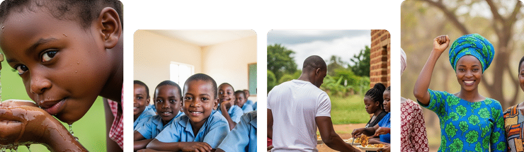 four column of people