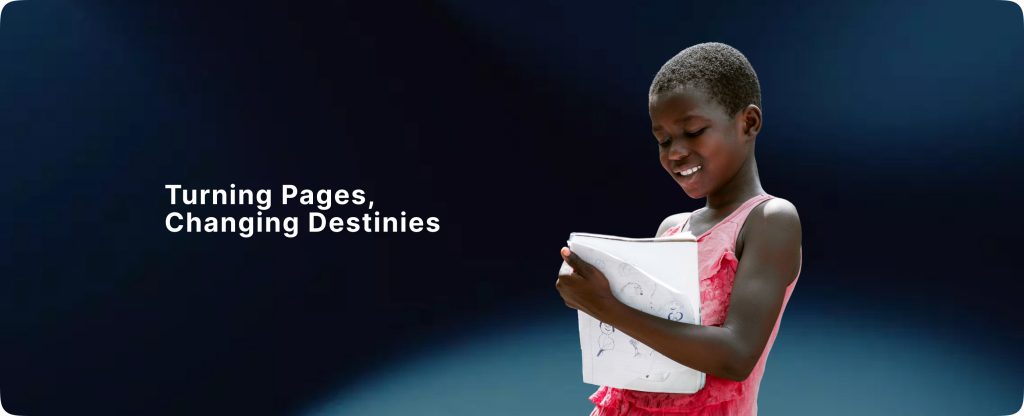 A smile that speaks volumes: Your support is what puts the magic of stories into the hands of children like Musa and Zainab.