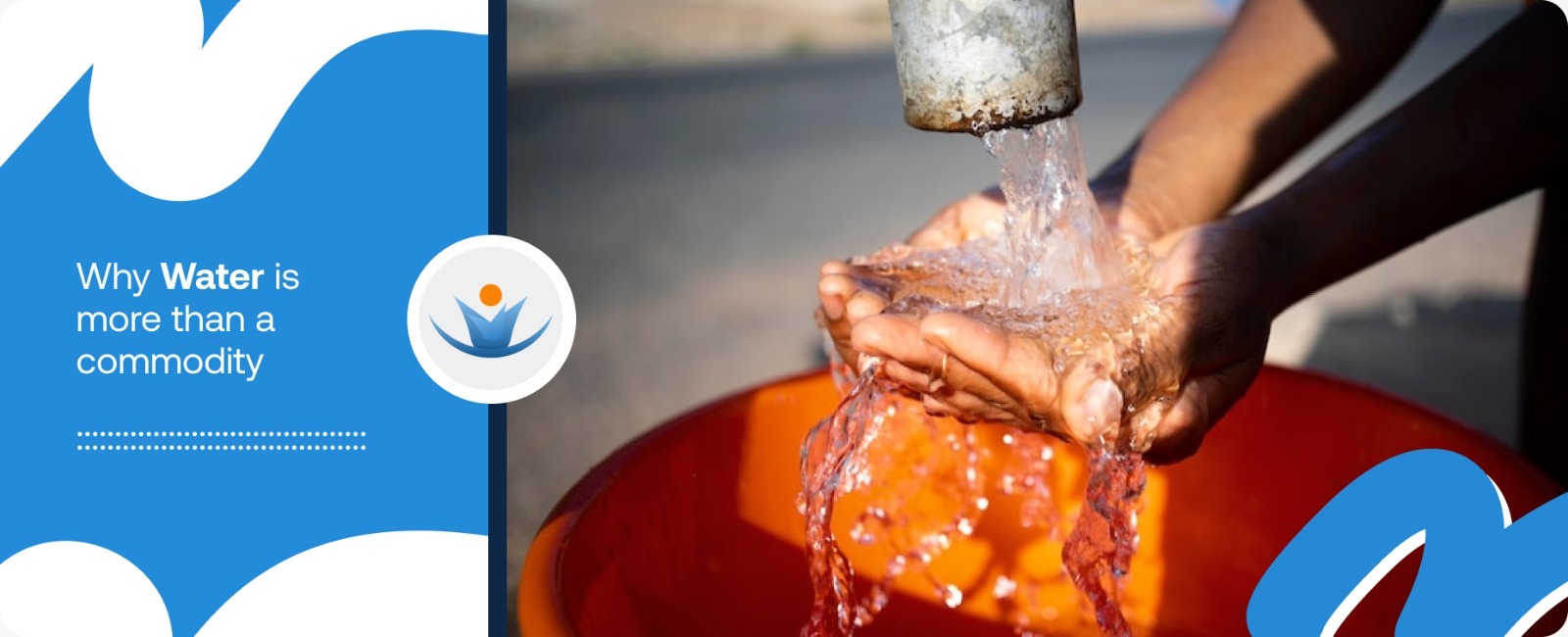 A close-up of a pair of hands held under a flowing tap of clear water, representing the success of solar-powered clean water and sanitation in Africa.
