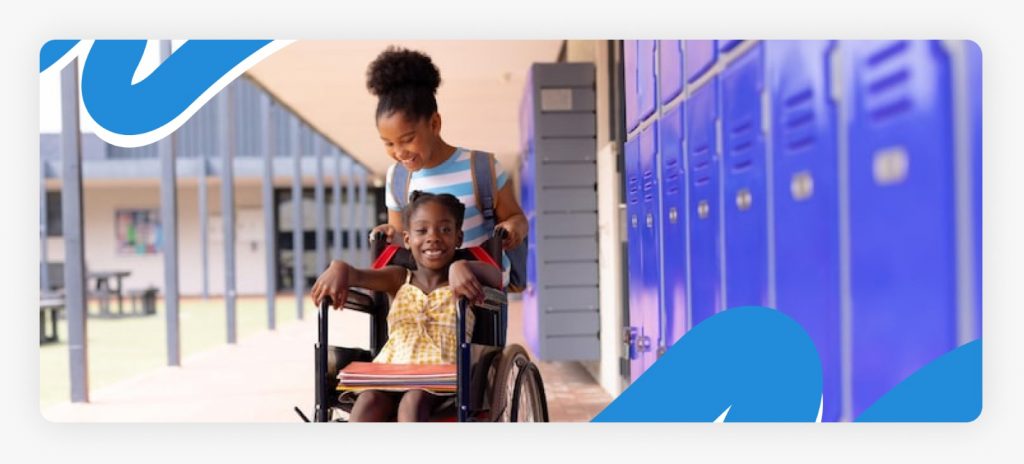 A young girl smiling while using an all-terrain wheelchair in a rural community, demonstrating the life-changing impact of supporting disabled children in rural Africa in 2026.